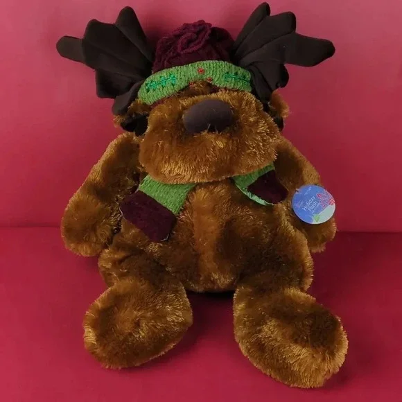 Vintage Holiday Plush Moose 1980s - Picture 2 of 8